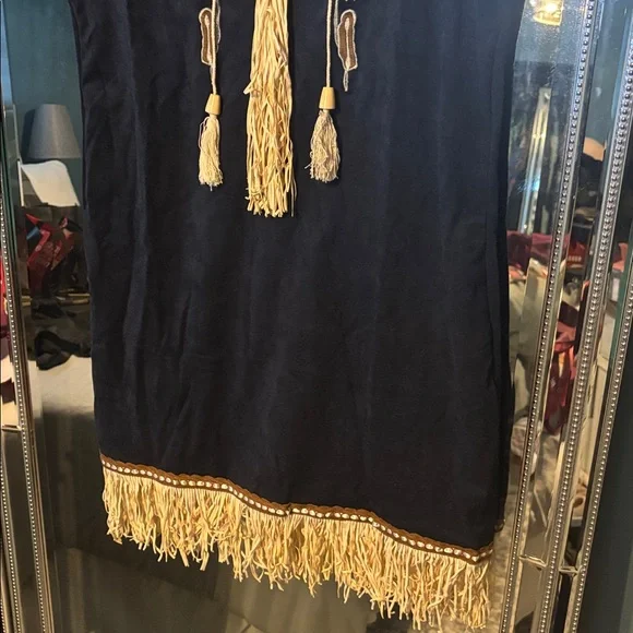 Chic Navy and Cream Embroidered Mini Dress - Picture 3 of 5